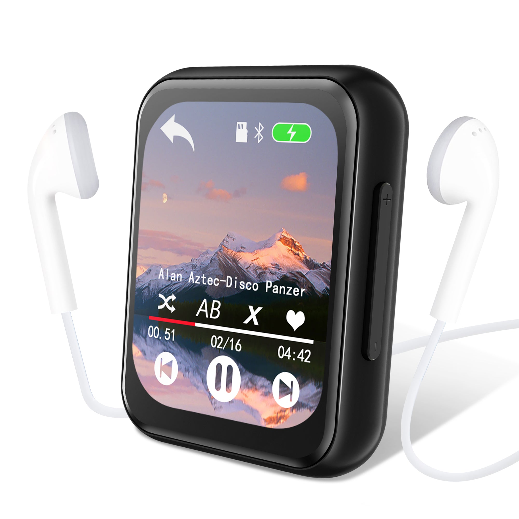 Lecteur MP3 AiMoonsa (Modèle: D30) avec Bluetooth 5.3, Lecteur de musique numérique portable sans perte avec haut-parleur intégré, écran tactile intégral de 2,0 pouces, son HiFi, radio FM, enregistreur vocal, écouteurs inclus