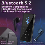 Reproductor MP3 AiMoonsa con Bluetooth (Modelo: B27), reproductor de música portátil con altavoz incorporado, disfruta de tu música digital y audiolibros en cualquier momento, incluye radio FM, grabadora, libro electrónico y viene con auriculares