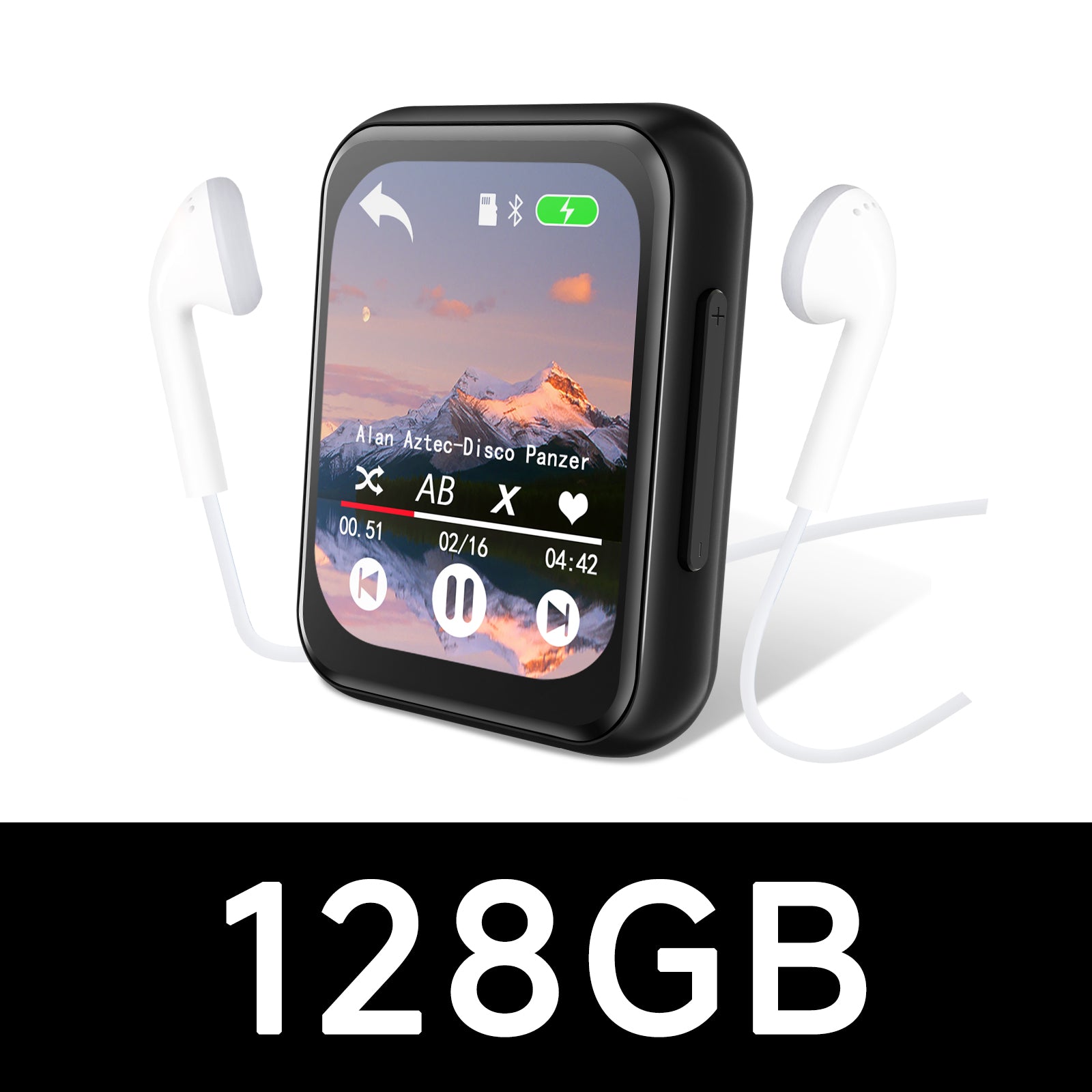 Lecteur MP3 AiMoonsa (Modèle: D30) avec Bluetooth 5.3, Lecteur de musique numérique portable sans perte avec haut-parleur intégré, écran tactile intégral de 2,0 pouces, son HiFi, radio FM, enregistreur vocal, écouteurs inclus